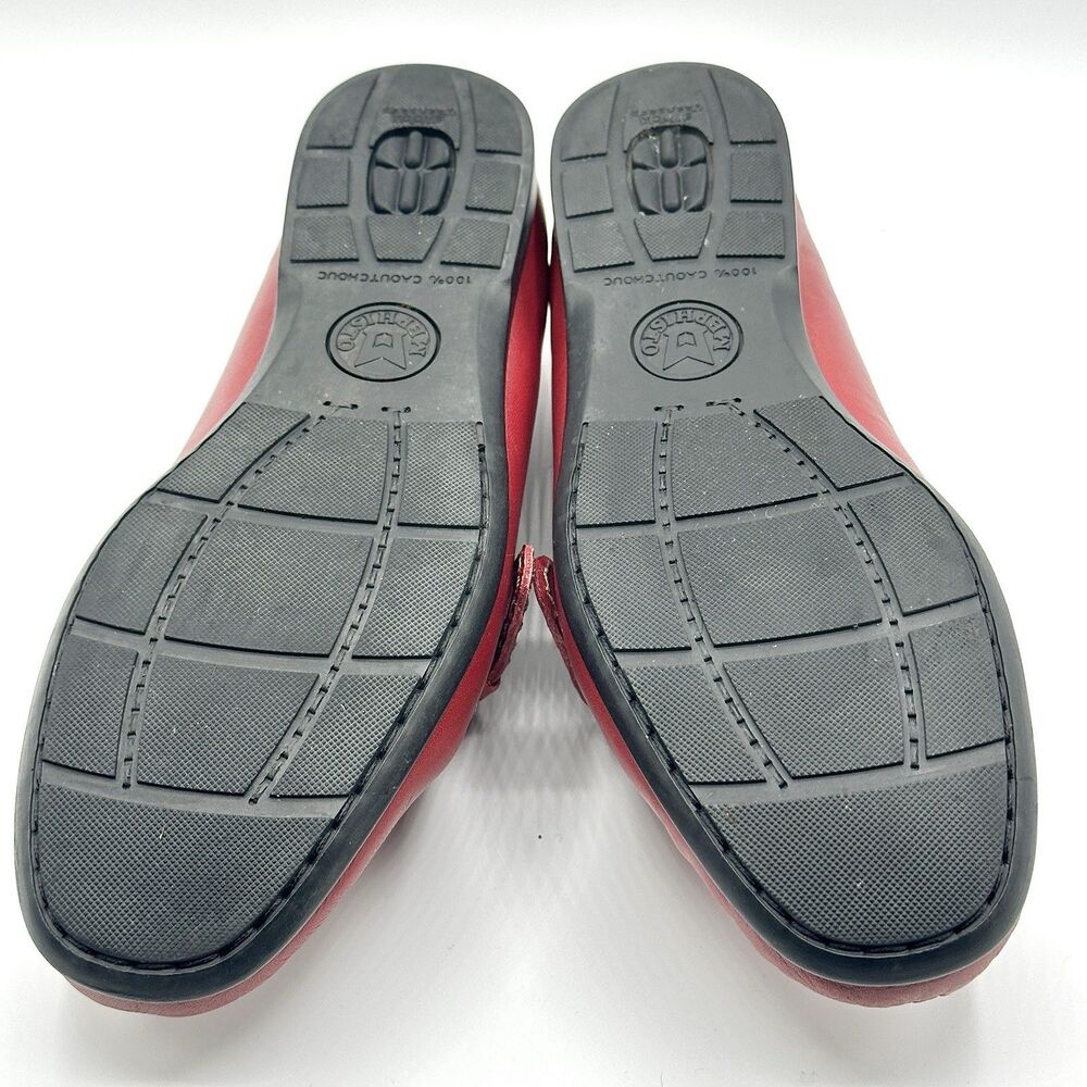 Mephisto Leather Loafers Womens Size US 8 EU 5.5 Red Comfort Shoes Buckle - Picture 11 of 12
